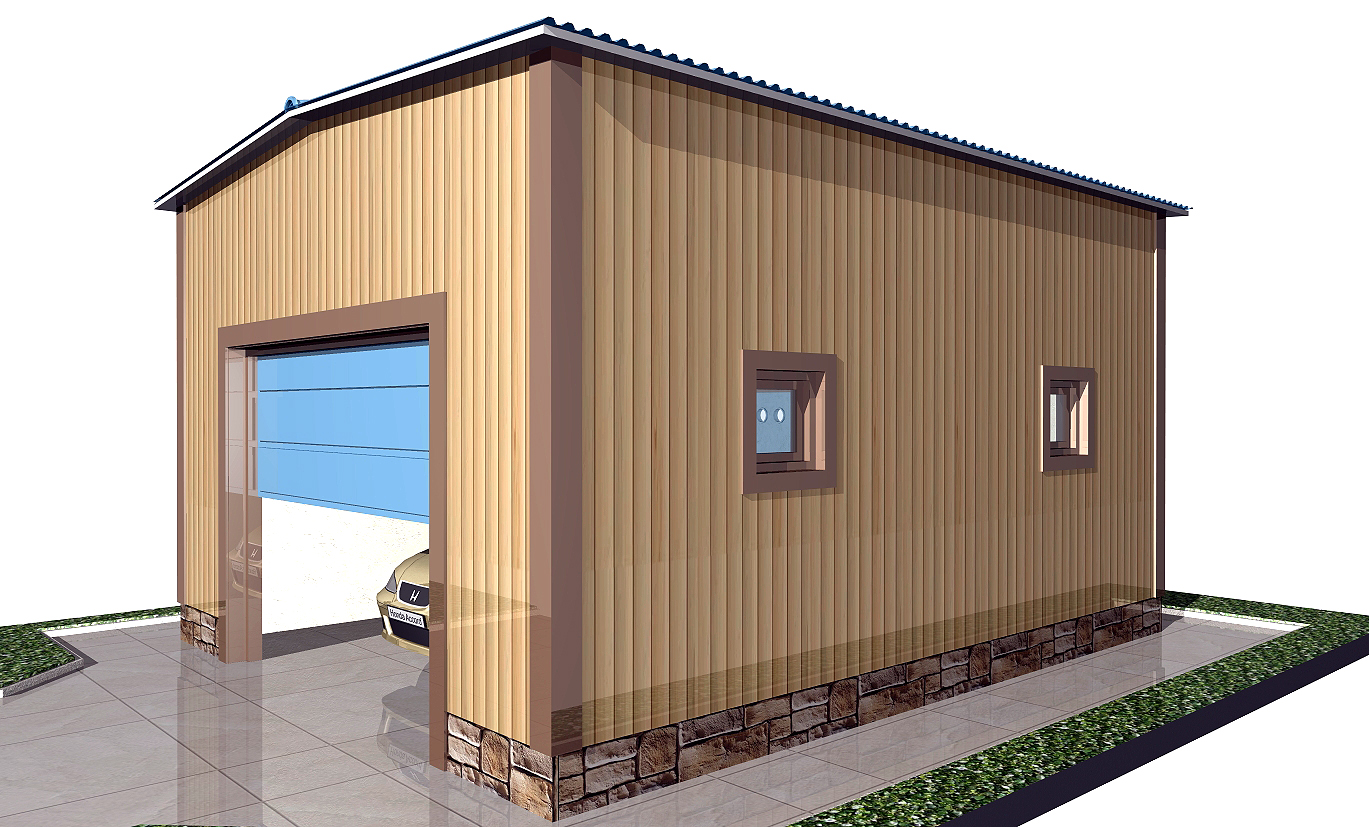 Гараж с двухскатной крышей Гараж с двухскатной крышей